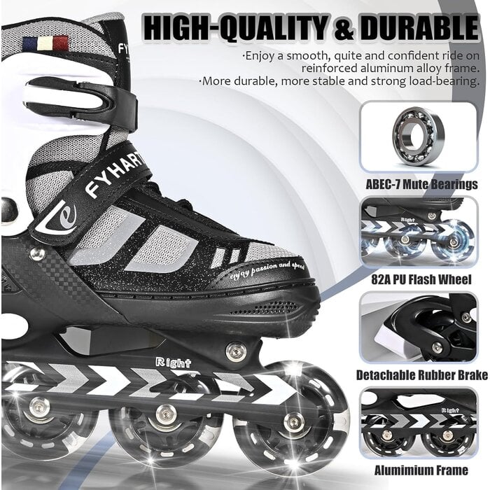 Rollers en ligne réglables Taille M Noir/Blanc - 32% de remise