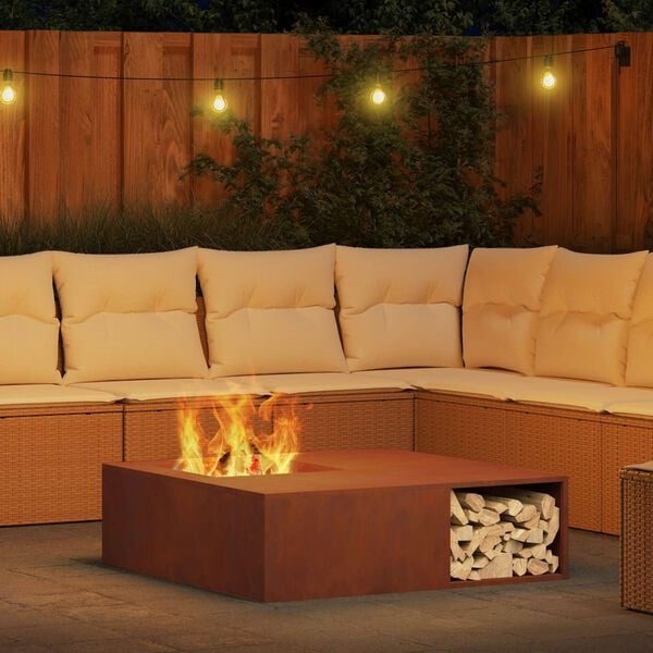 Vidaxl Brasero carré en acier rouille 100x100cm - 35% de remise