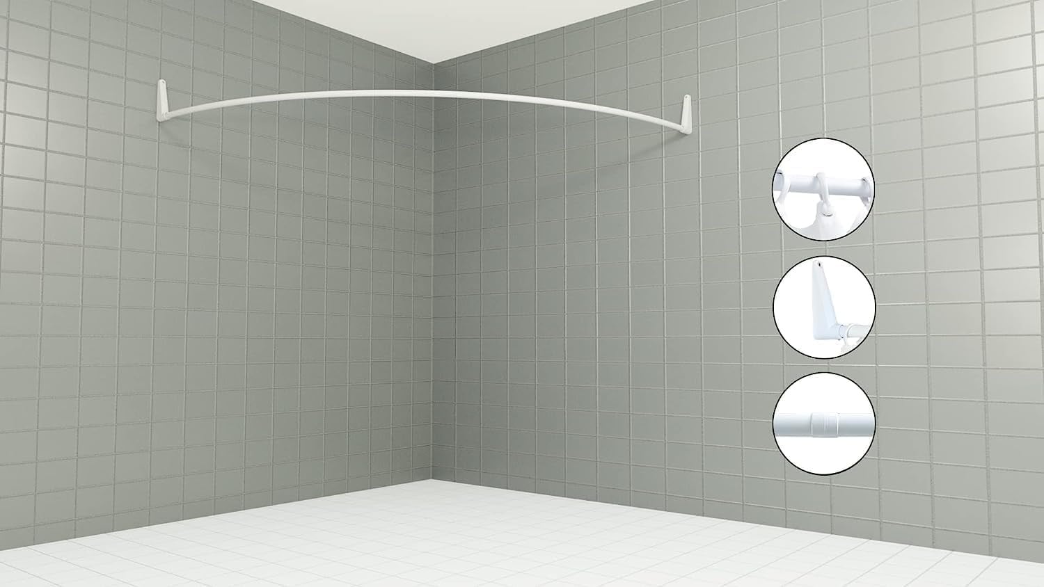 Tringle à rideau de douche d'angle 140x140 cm - Blanc - 33% de remise