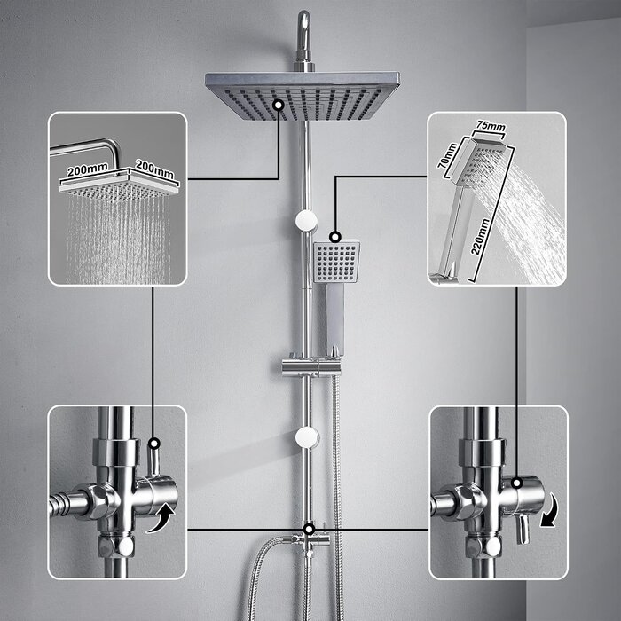 Colonne de douche hydromassante chromée 20x20cm - 33% de remise