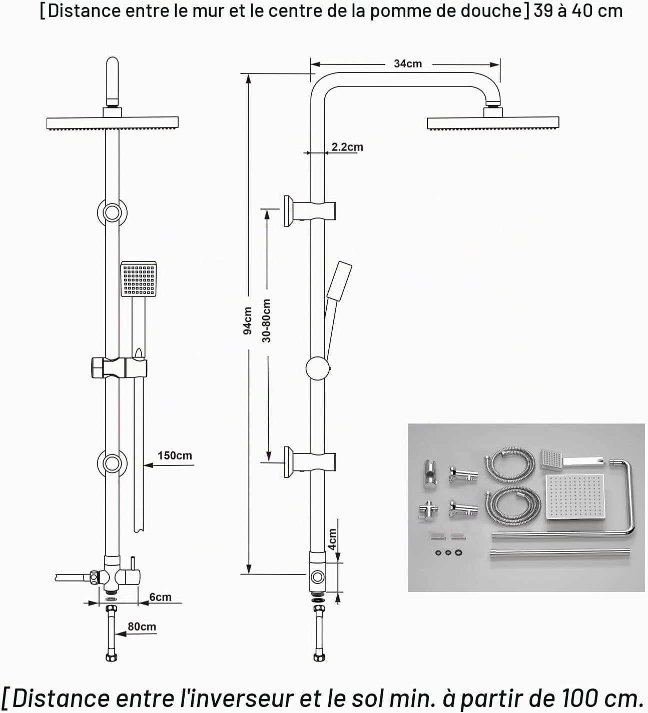 Colonne de douche hydromassante chromée 20x20cm - 33% de remise