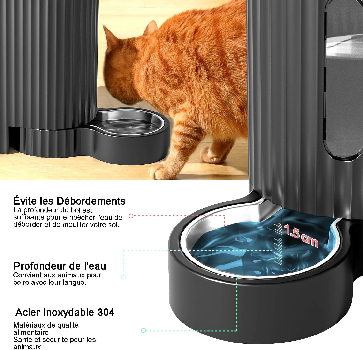 Distributeur d'eau et mangeoire 2-en-1 - 32% de remise - Gris foncé