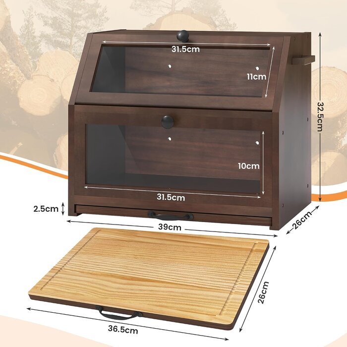Boîte à pain en bois avec planche intégrée - 33% de remise