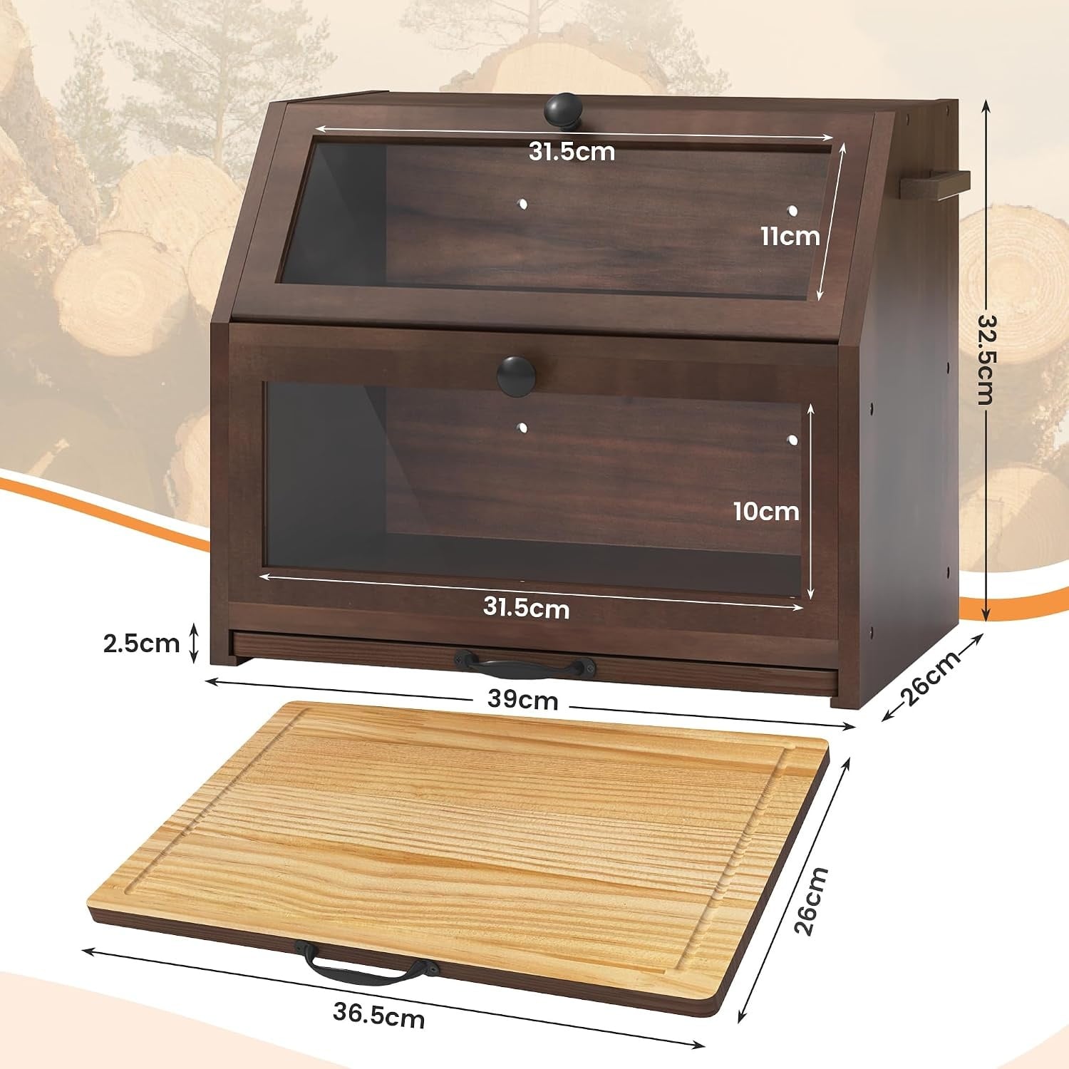 Boîte à pain en bois avec planche intégrée - 33% de remise