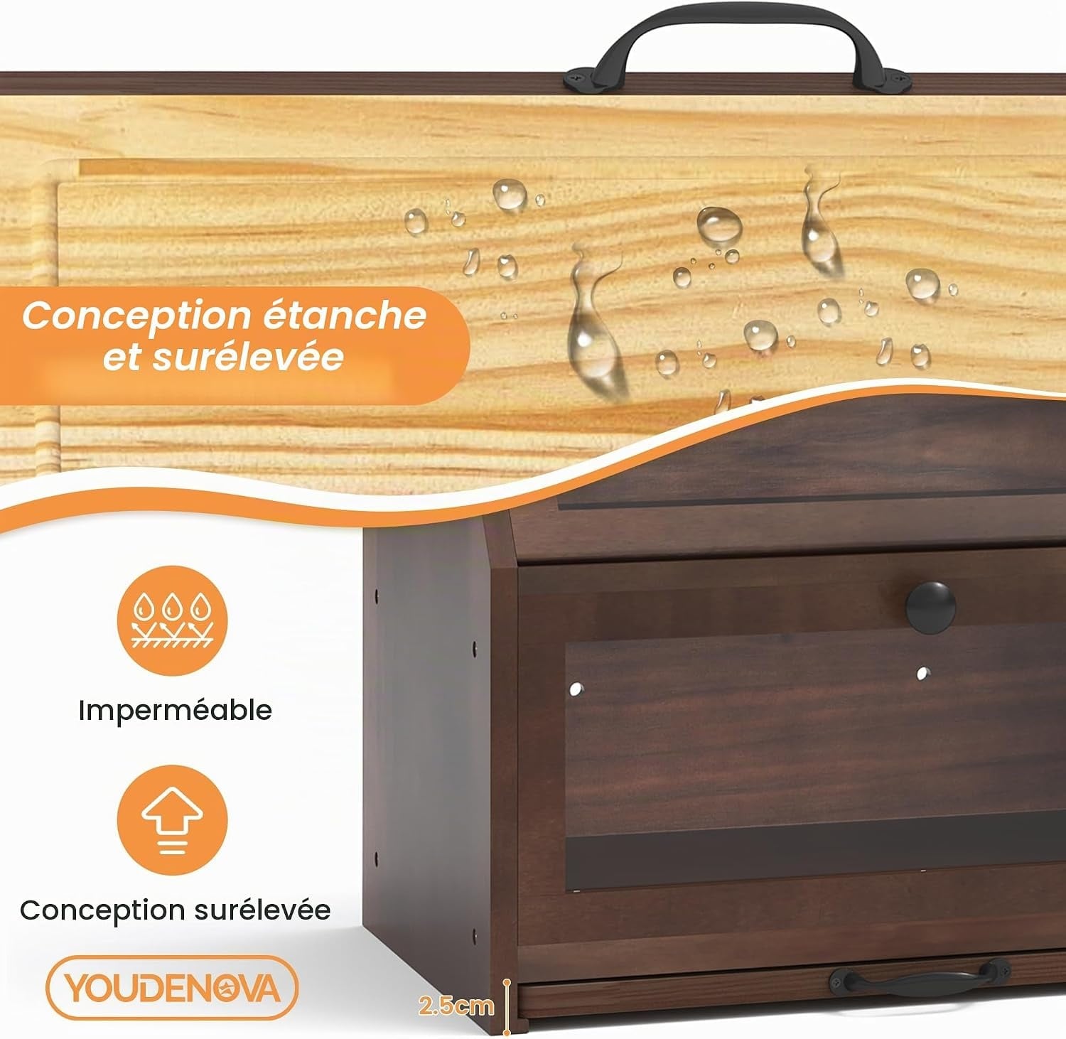 Boîte à pain en bois avec planche intégrée - 33% de remise