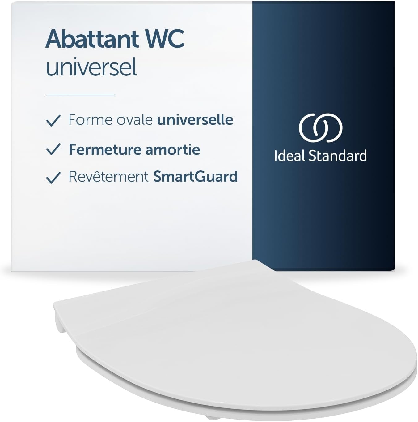 Abattant WC universel ovale frein de chute - Blanc - 32% de remise