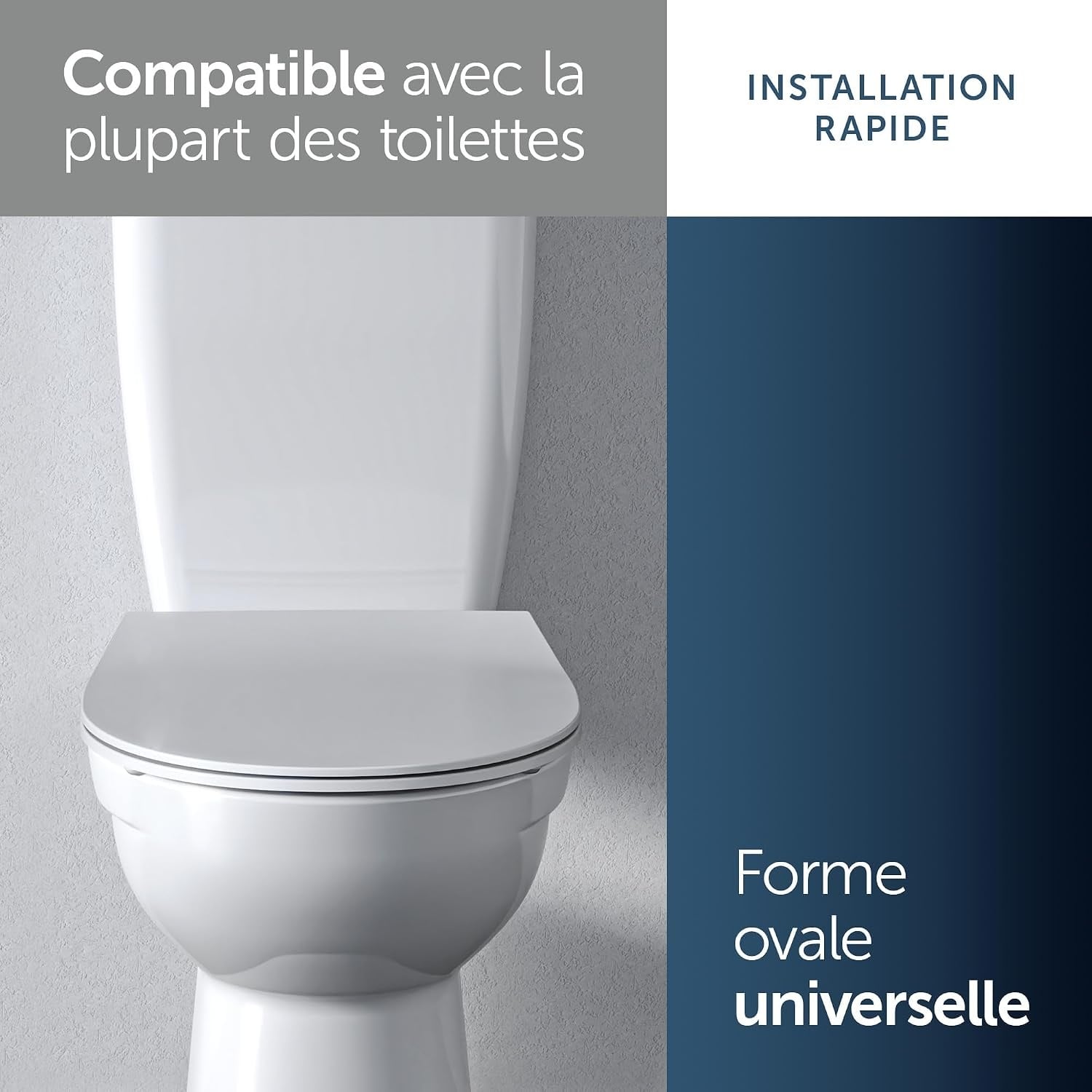 Abattant WC universel ovale frein de chute - Blanc - 32% de remise