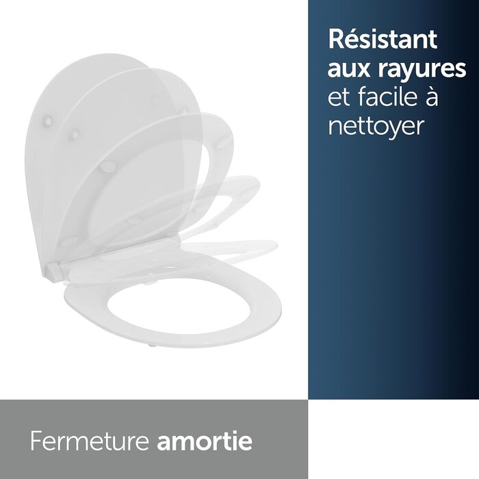 Abattant WC universel ovale frein de chute - Blanc - 32% de remise