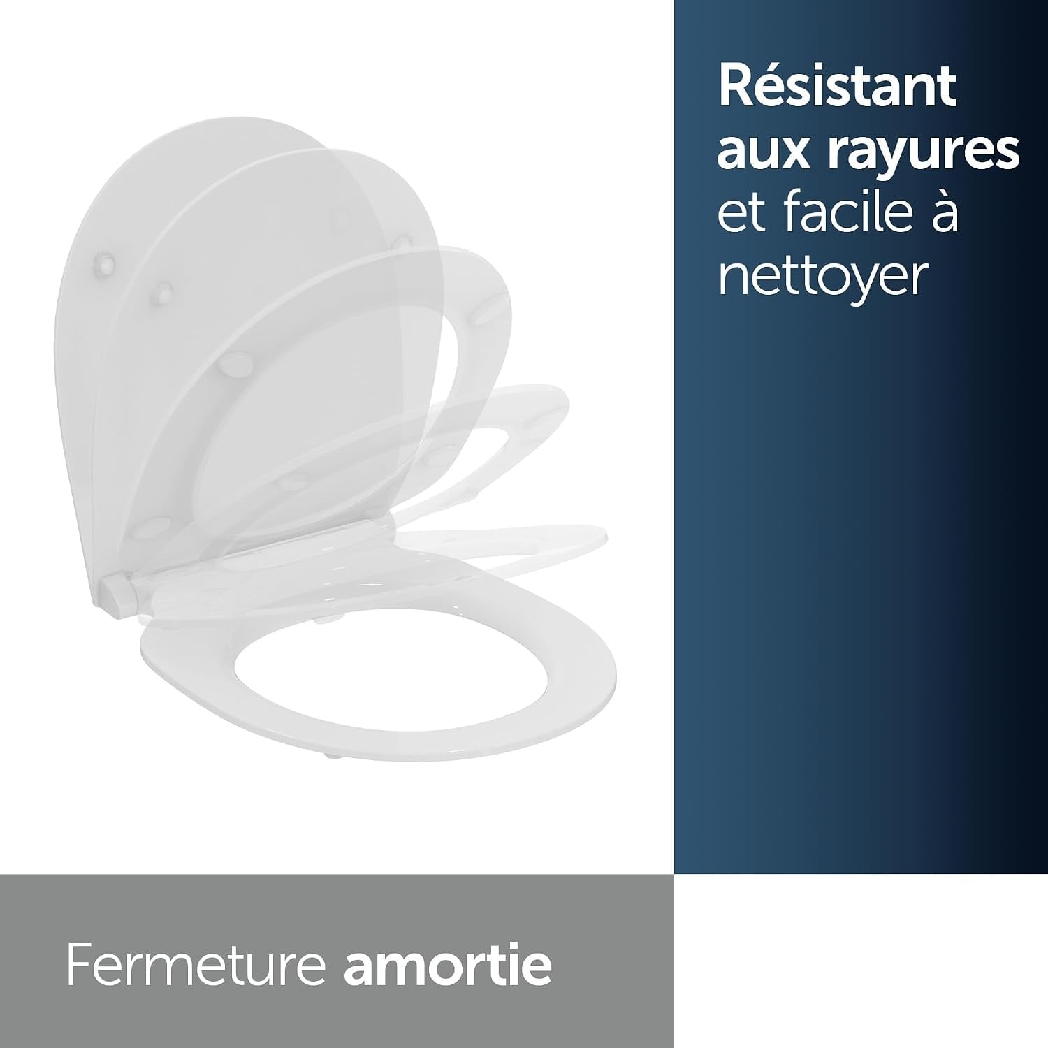 Abattant WC universel ovale frein de chute - Blanc - 32% de remise