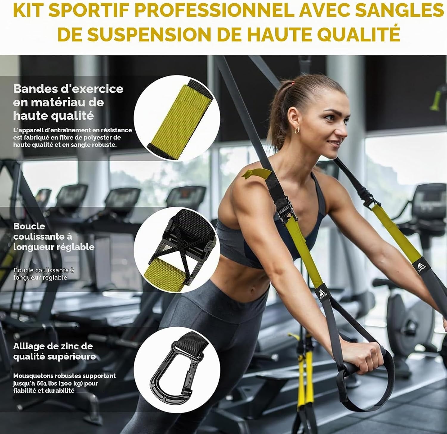 Kit d'entraînement en suspension Zwart geel taille S - 31% de remise