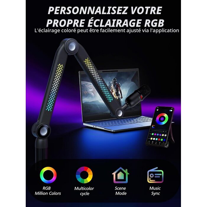 Bras de micro articulé RGB, taille M, noir - 34% de remise