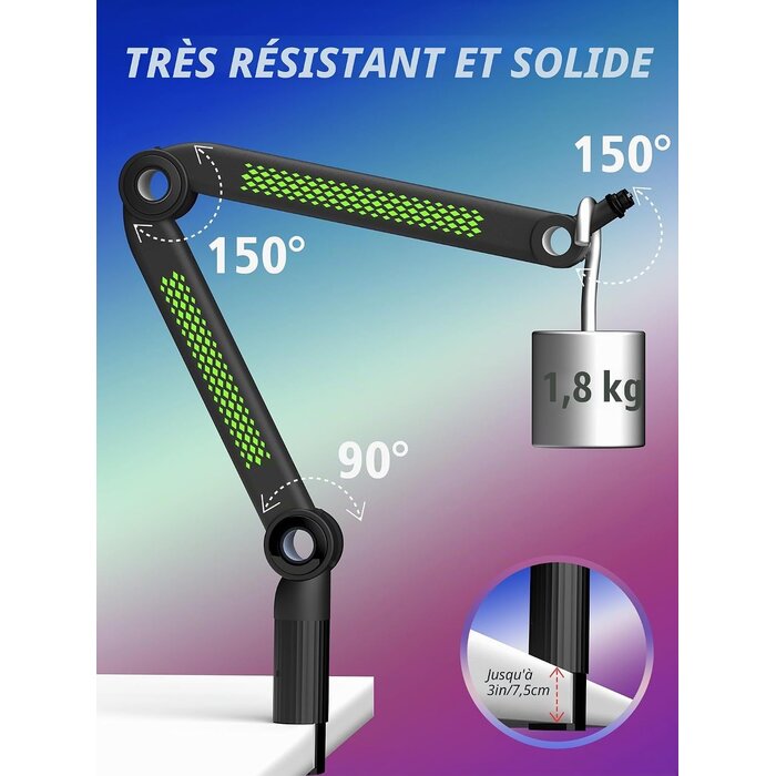 Bras de micro articulé RGB, taille M, noir - 34% de remise