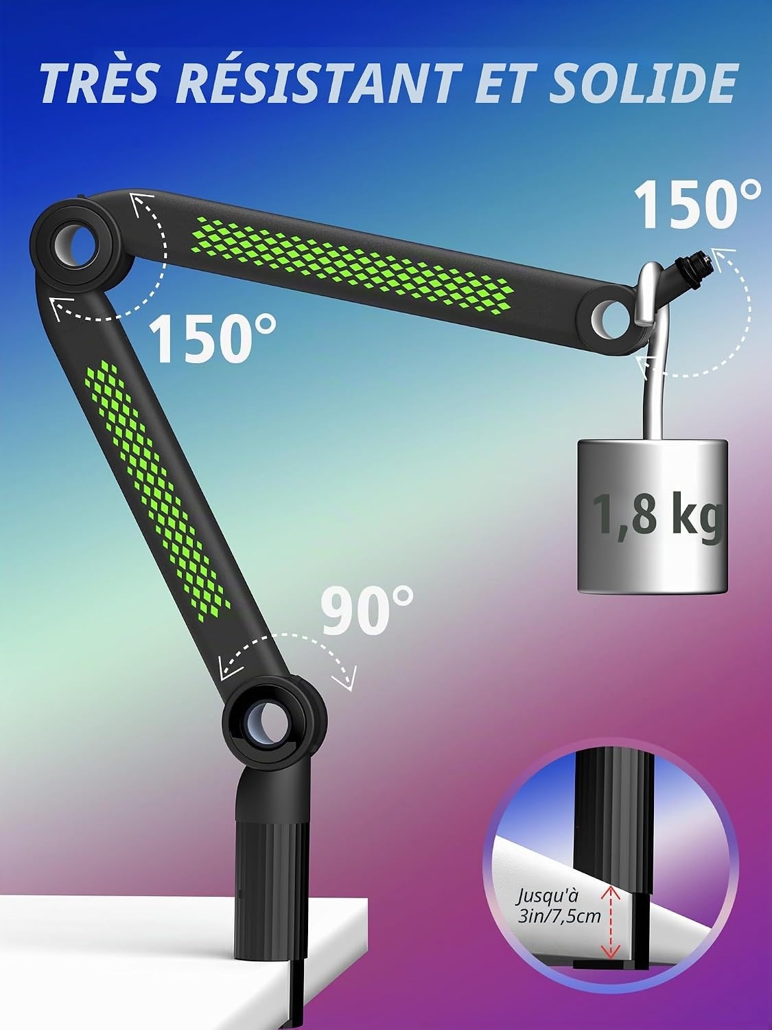 Bras de micro articulé RGB, taille M, noir - 34% de remise