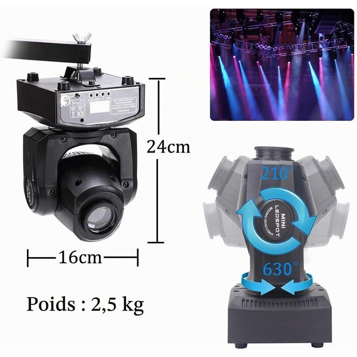 Lyre LED 50W DJ - 8 Gobos et 8 Couleurs - DMX 512 - 34% de remise