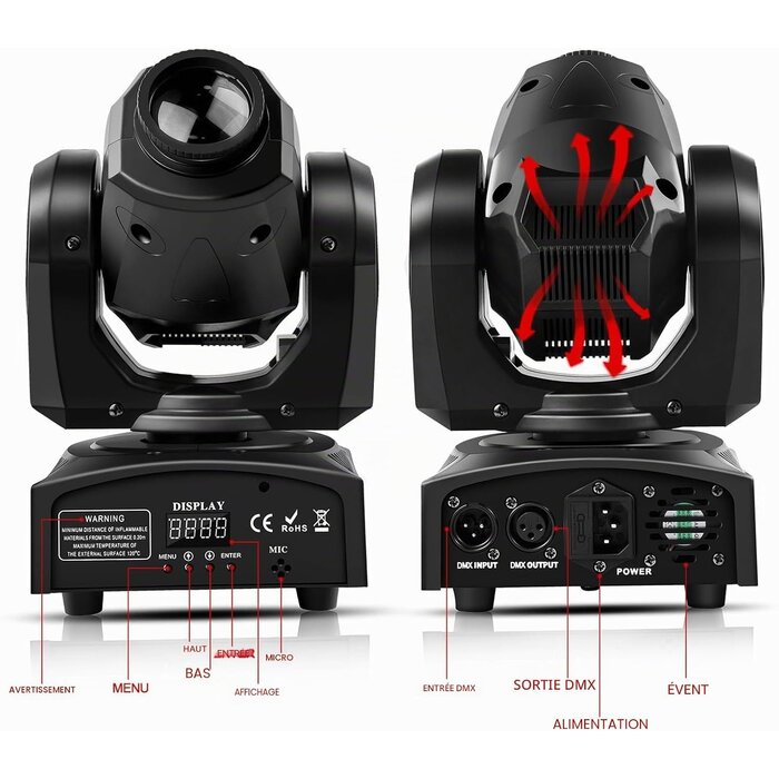 Lyre LED 50W DJ - 8 Gobos et 8 Couleurs - DMX 512 - 34% de remise