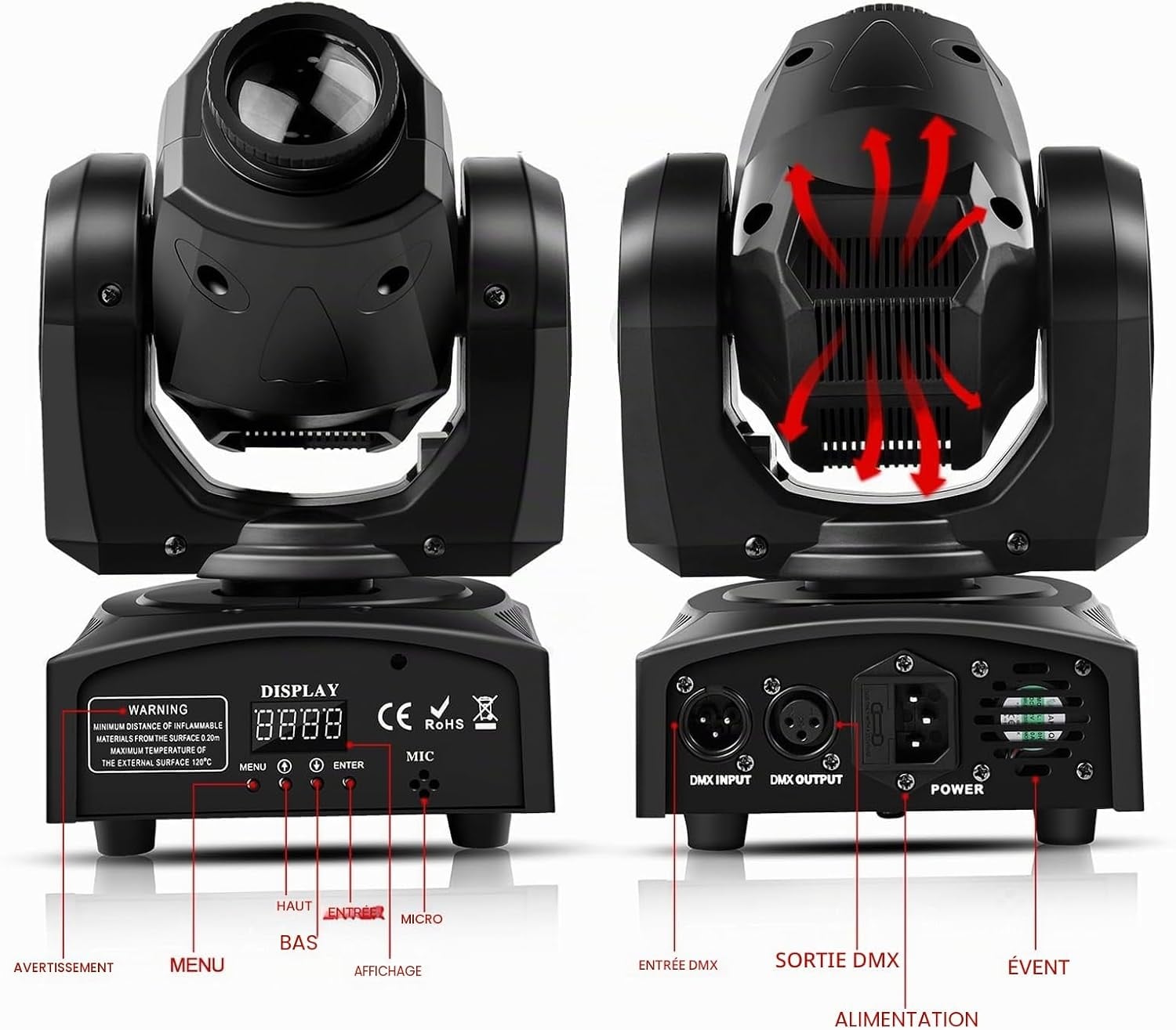 Lyre LED 50W DJ - 8 Gobos et 8 Couleurs - DMX 512 - 34% de remise