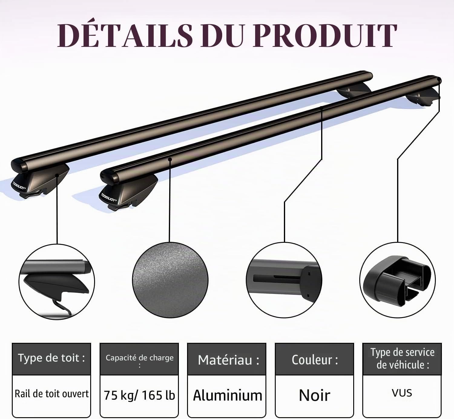 Barres de toit universelles 135 cm pour SUV - 32% de remise
