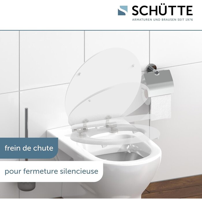 Abattant WC en bois MDF avec frein de chute - Blanc - 32% de remise