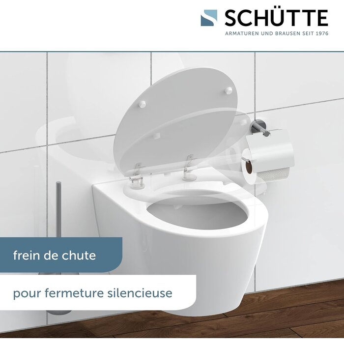 Abattant WC en bois MDF avec frein de chute - Blanc - 32% de remise
