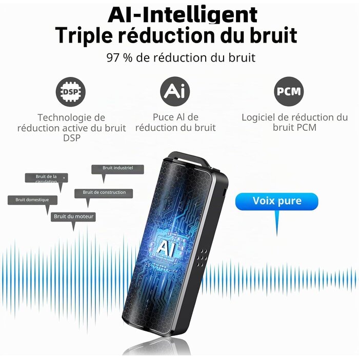 Enregistreur vocal magnétique 64 Go Zwart Taille S - 33% de remise
