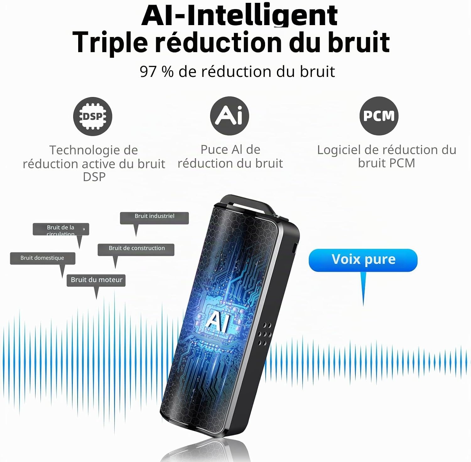 Enregistreur vocal magnétique 64 Go Zwart Taille S - 33% de remise