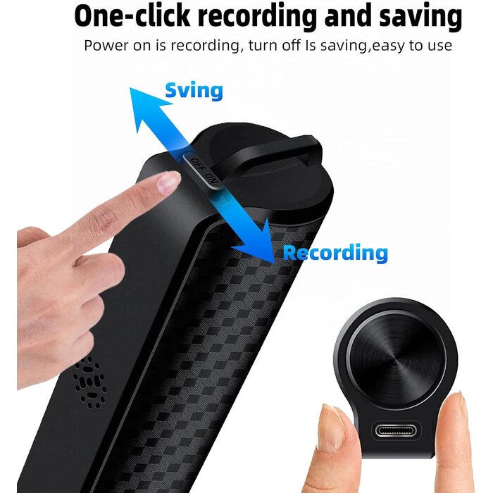 Enregistreur vocal magnétique 64 Go Zwart Taille S - 33% de remise