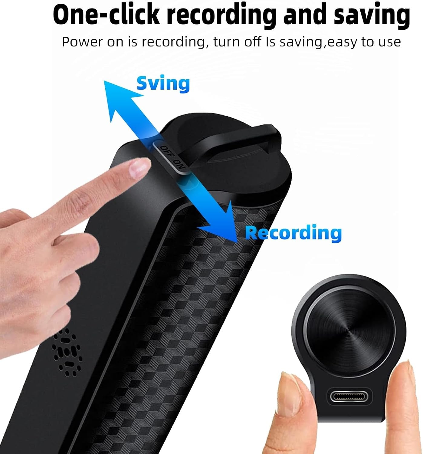 Enregistreur vocal magnétique 64 Go Zwart Taille S - 33% de remise