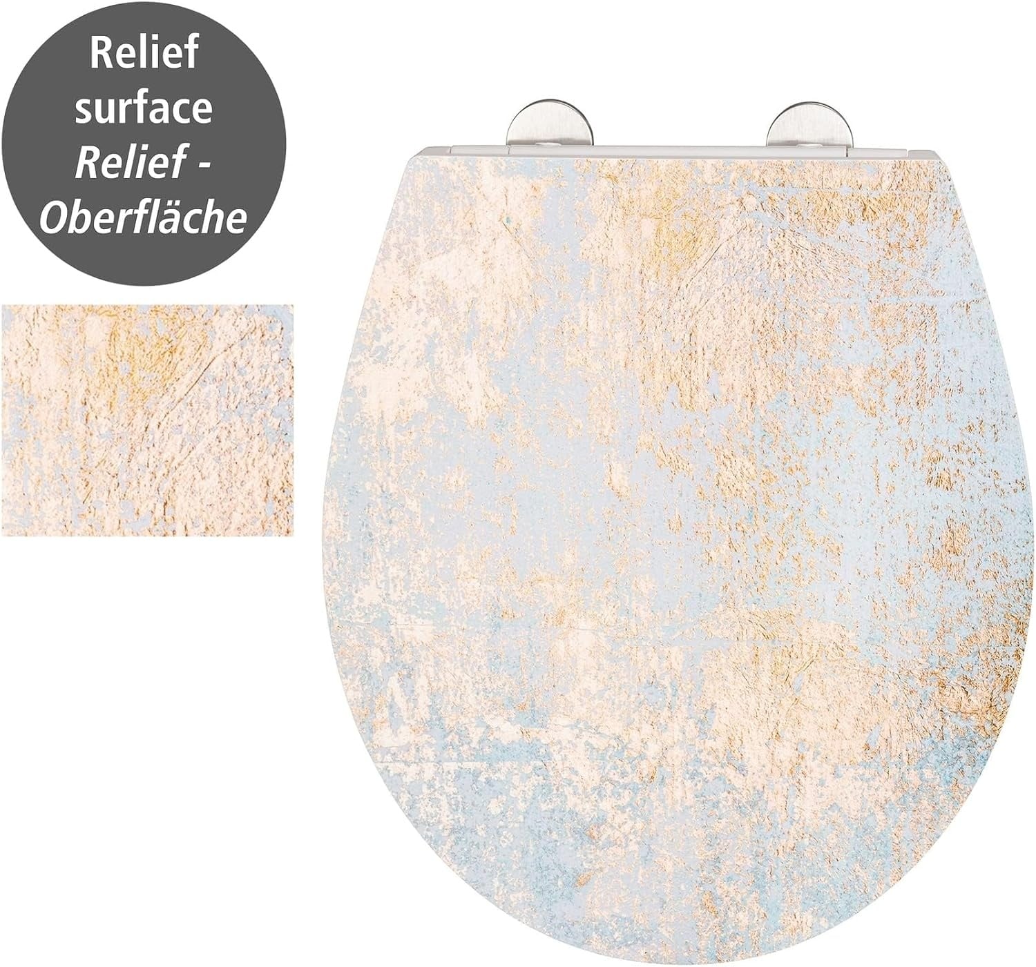 Abattant WC Bleu et Or - 32% de remise - Duroplast Antibactérien - 38x44,5 cm