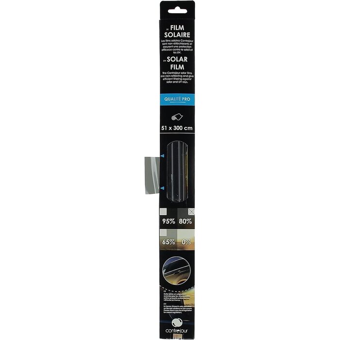 Film solaire voiture Anthracite 51x300cm - 65% transmission - 29% de remise
