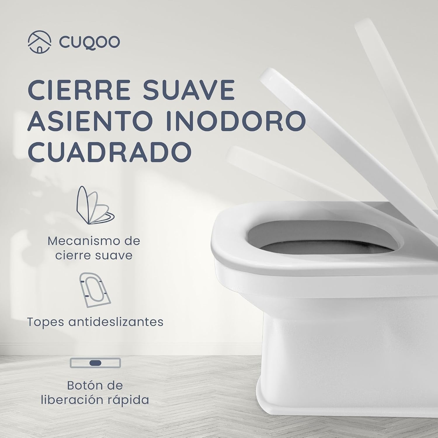 Abattant WC carré 44,5x34,5 cm - Frein de chute - 31% de remise