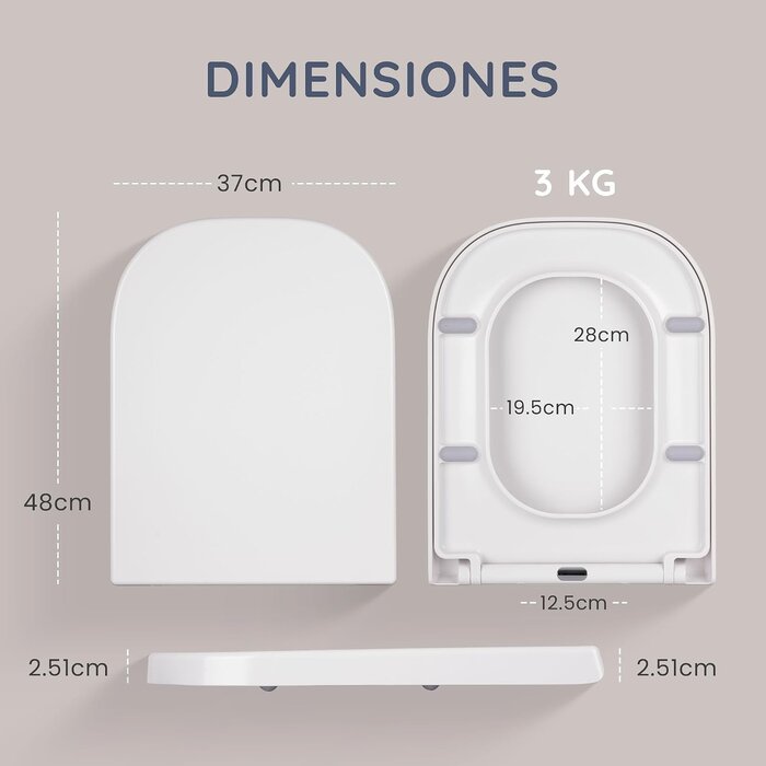 Abattant WC carré 44,5x34,5 cm - Frein de chute - 31% de remise