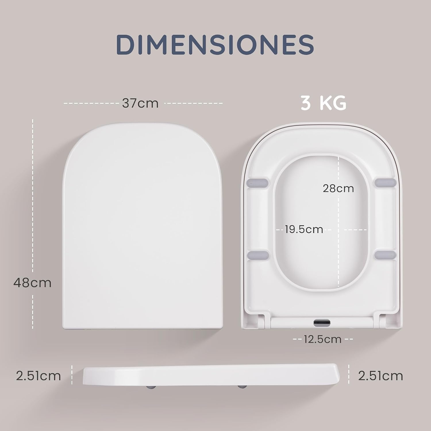 Abattant WC carré 44,5x34,5 cm - Frein de chute - 31% de remise