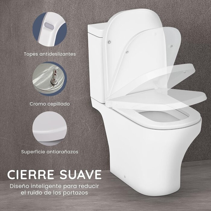 Abattant WC carré 44,5x34,5 cm - Frein de chute - 31% de remise
