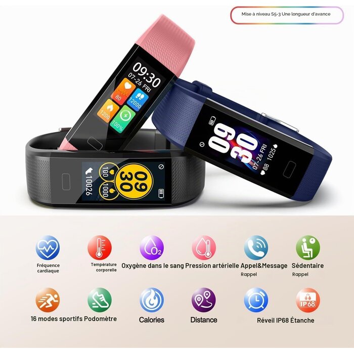 Montre connectée Fitness Tracker Zwart taille S - 32% de remise
