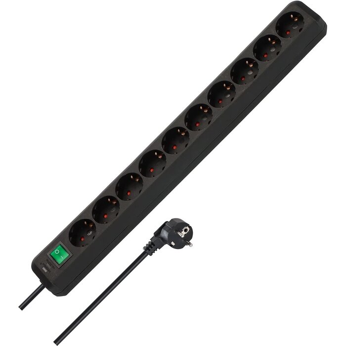Multiprise 10 prises 3 mètres - Noir - 30% de remise