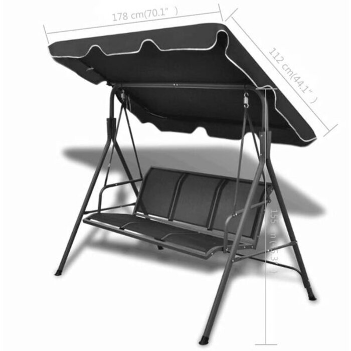 Vidaxl Balançoire de jardin avec auvent - 178 cm - Noir - 35% de remise