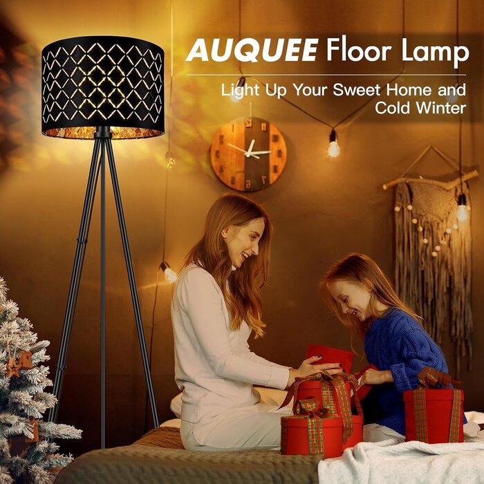 Lampadaire trépied LED noir et doré 158 cm - 33% de remise