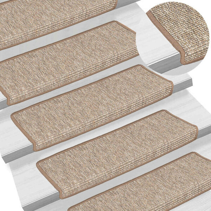 Lot de 15 tapis d'escalier 65x21 cm - Marron clair - 35% de remise