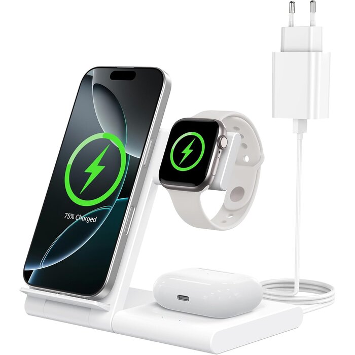 Station de charge 3-en-1 iPhone/Apple Watch/AirPods - Blanc - 31% de remise