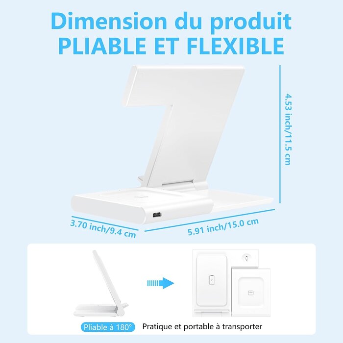 Station de charge 3-en-1 iPhone/Apple Watch/AirPods - Blanc - 31% de remise