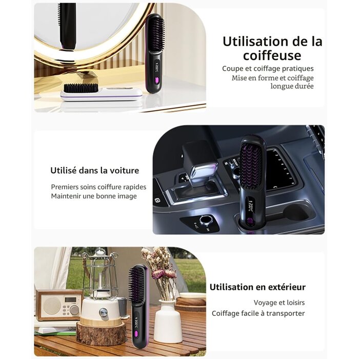 Mini lisseur sans fil en céramique - Noir - 31% de remise