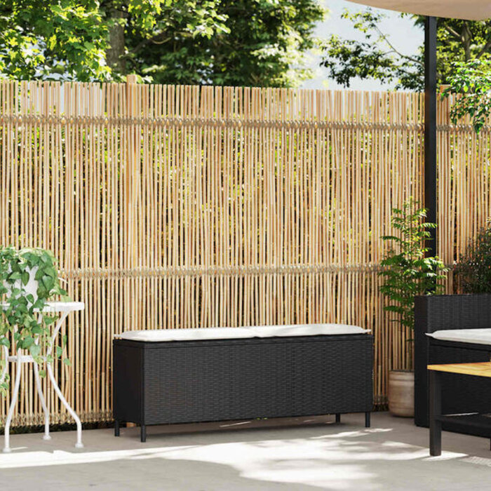 Banc de jardin en polyrotin noir - 110x30x40,5 cm - 34% de remise
