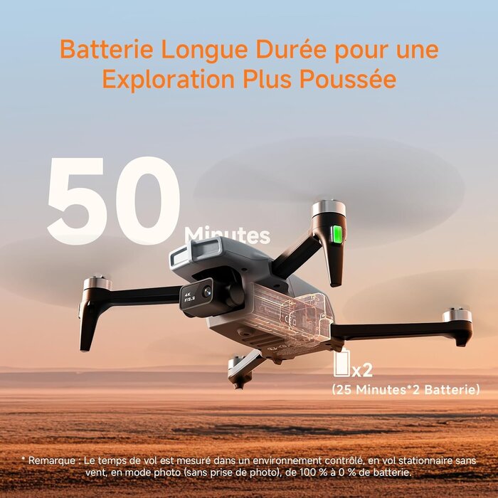 Drone GPS 4K - 50 min d'autonomie - 29% de remise - Gris