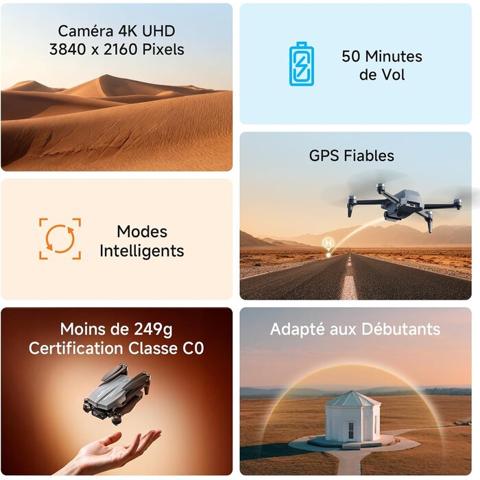Drone 4K GPS - 50 min d'autonomie - Ultra-léger - 34% de remise