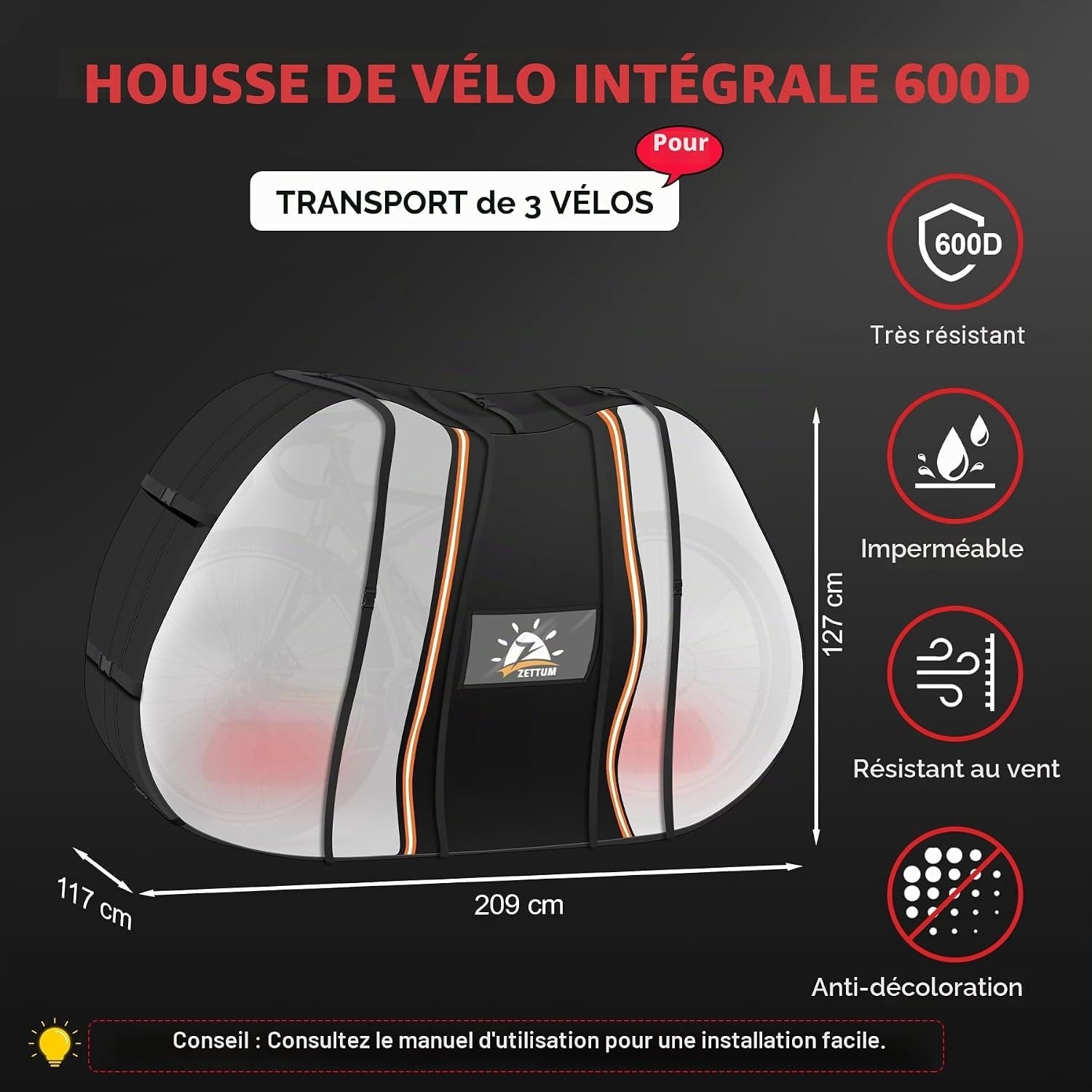 Housse de protection 3 vélos - Transparente et imperméable - 32% de remise