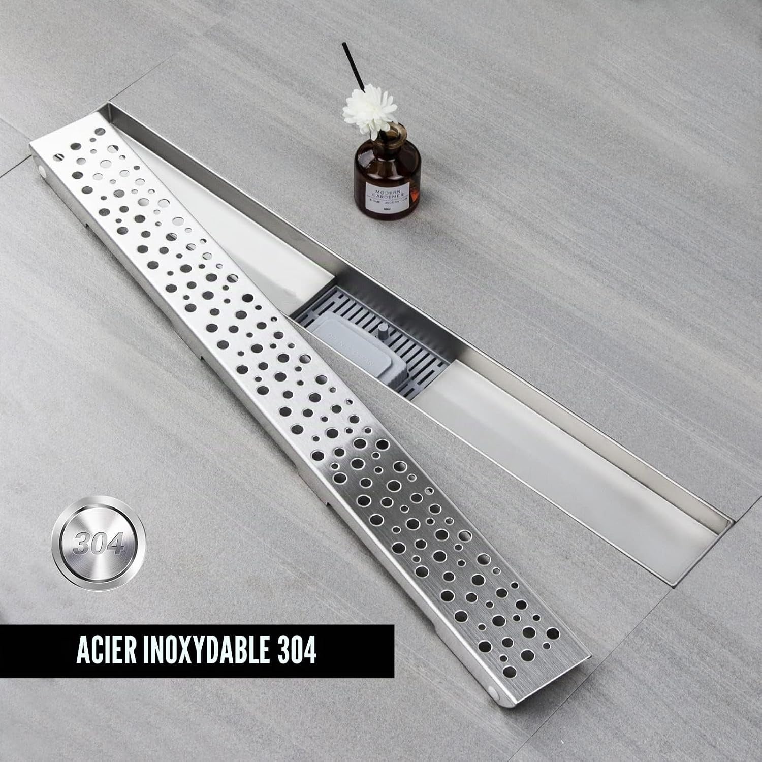 Caniveau de douche 90 cm Chrome - Extra plat - 33% de remise - Taille M