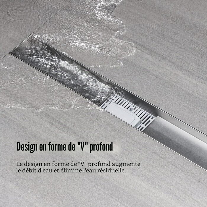 Caniveau de douche 90 cm Chrome - Extra plat - 33% de remise - Taille M