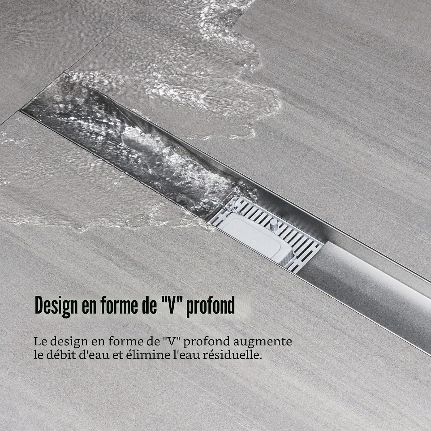 Caniveau de douche 90 cm Chrome - Extra plat - 33% de remise - Taille M