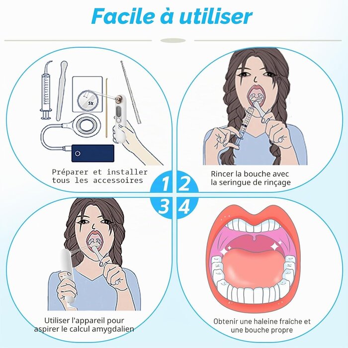 Appareil élimination calculs amygdaliens 5 modes - 32% de remise