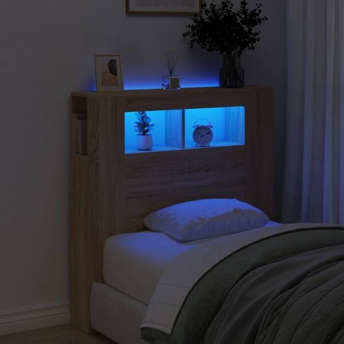 Tête de lit LED 100cm Chêne Sonoma - 34% de remise